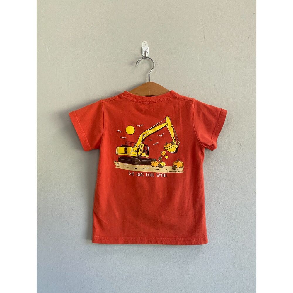 Cardin McCoy Boys Digger Fall Tee Shirt Size 2/3 XXS "We Dig Fall Y'all" Orange